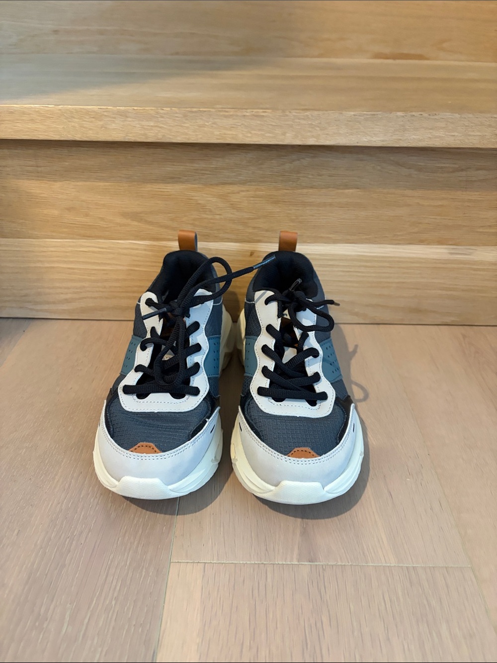 Skechers Kids Lace-Up Sneakers in Black, White & Tan